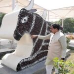 आशीर्वाद का दीया आयोजन के तहत उपयोग किए गए दीयों से बनी नंदी की भव्य आकृति
